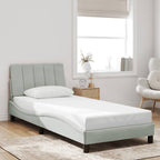 Bed Frame with LED without Mattress "Hanko" Light Grey 90x200 cm Velvet