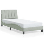 Bed Frame with LED without Mattress "Hanko" Light Grey 90x200 cm Velvet