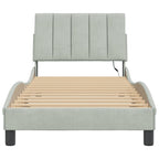 Bed Frame with LED without Mattress "Hanko" Light Grey 90x200 cm Velvet