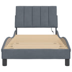 Bed Frame with LED without Mattress "Hanko" Dark Grey 90x200 cm Velvet