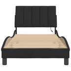 Bed Frame with LED without Mattress "Hanko" Black 90x200 cm Velvet