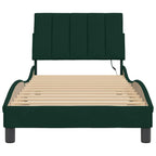 Bed Frame with LED without Mattress "Hanko" Dark Green 90x200 cm Velvet