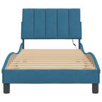 Bed Frame with LED without Mattress "Hanko" Blue 90x200 cm Velvet