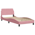 Bed Frame with LED without Mattress "Hanko" Pink 90x200 cm Velvet