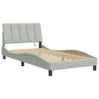 Bed Frame with LED without Mattress "Hanko" Light Grey 100x200 cm Velvet