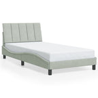 Bed Frame with LED without Mattress "Hanko" Light Grey 100x200 cm Velvet