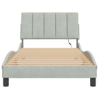 Bed Frame with LED without Mattress "Hanko" Light Grey 100x200 cm Velvet