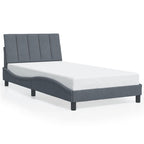 Bed Frame with LED without Mattress "Hanko" Dark Grey 100x200 cm Velvet