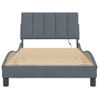 Bed Frame with LED without Mattress "Hanko" Dark Grey 100x200 cm Velvet