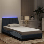 Bed Frame with LED without Mattress "Hanko" Dark Grey 100x200 cm Velvet