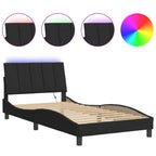 Bed Frame with LED without Mattress "Hanko" Black 100x200 cm Velvet