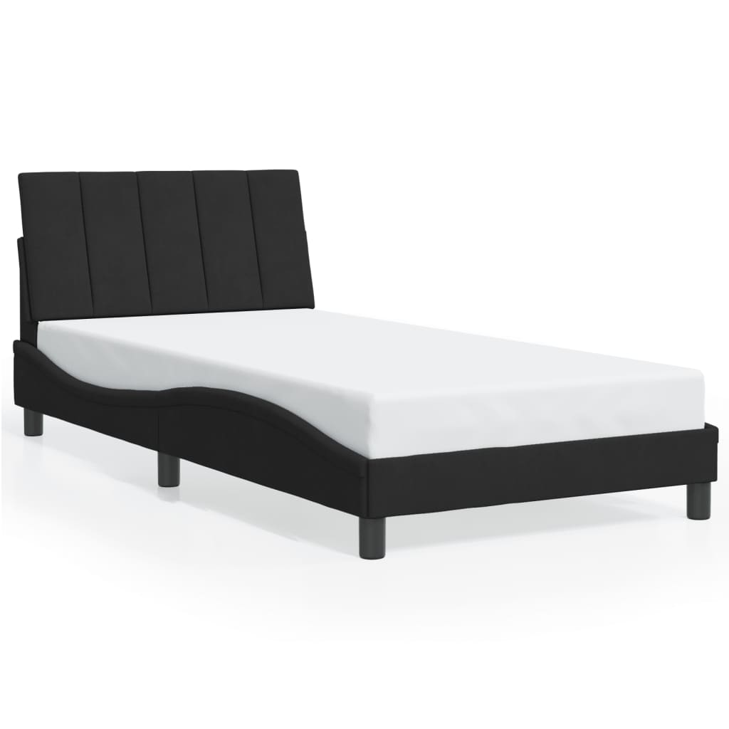 Bed Frame with LED without Mattress "Hanko" Black 100x200 cm Velvet