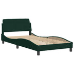 Bed Frame with LED without Mattress "Hanko" Dark Green 100x200 cm Velvet