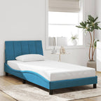 Bed Frame with LED without Mattress "Hanko" Blue 100x200 cm Velvet