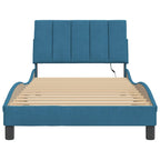 Bed Frame with LED without Mattress "Hanko" Blue 100x200 cm Velvet