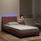 Bed Frame with LED without Mattress "Hanko" Pink 100x200 cm Velvet