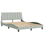 Bed Frame with LED without Mattress "Hanko" Light Grey 120x200 cm Velvet
