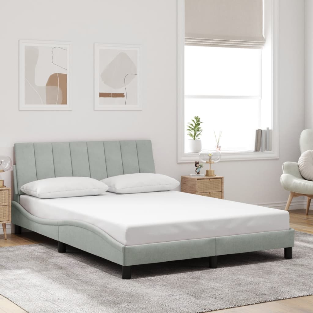 Bed Frame with LED without Mattress "Hanko" Light Grey 120x200 cm Velvet
