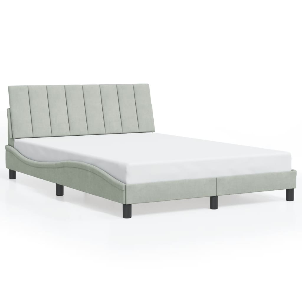 Bed Frame with LED without Mattress "Hanko" Light Grey 120x200 cm Velvet