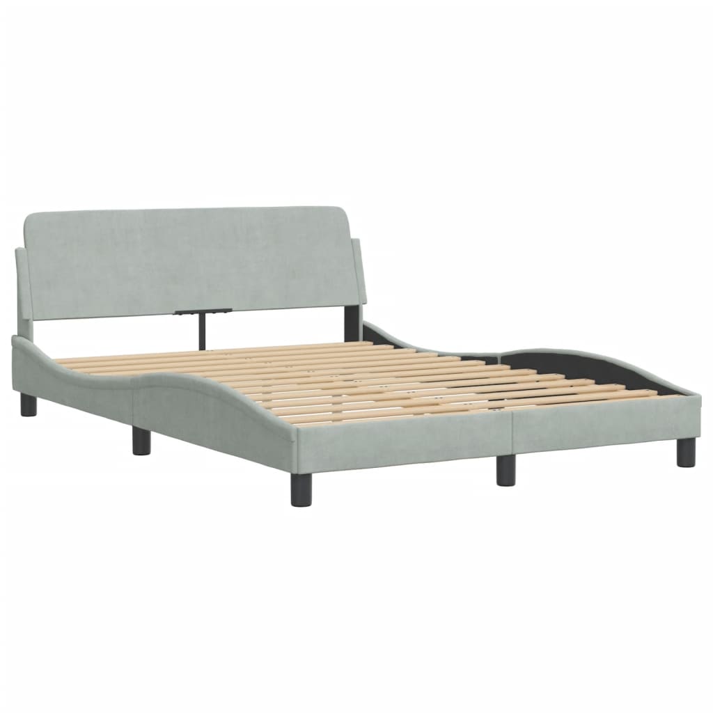 Bed Frame with LED without Mattress "Hanko" Light Grey 120x200 cm Velvet