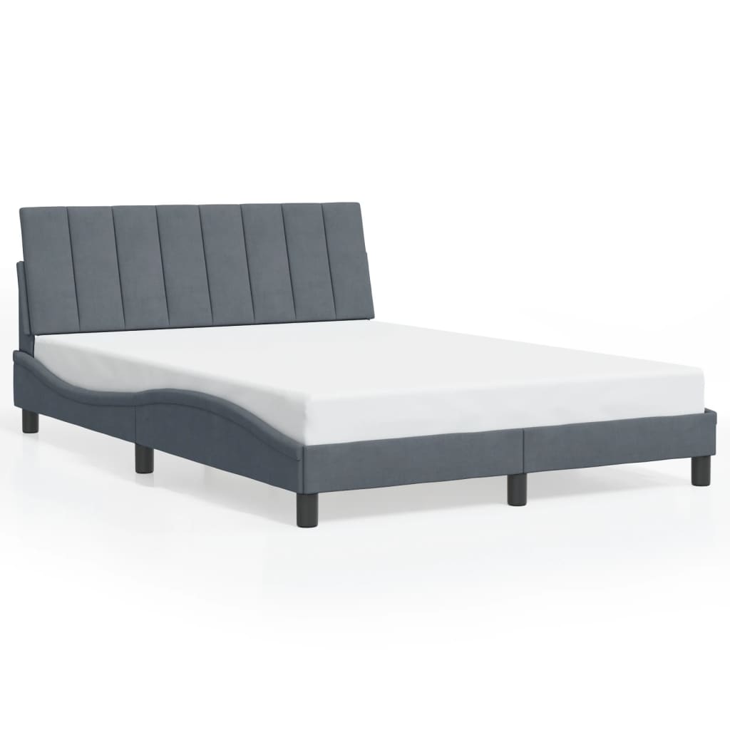 Bed Frame with LED without Mattress "Hanko" Dark Grey 120x200 cm Velvet