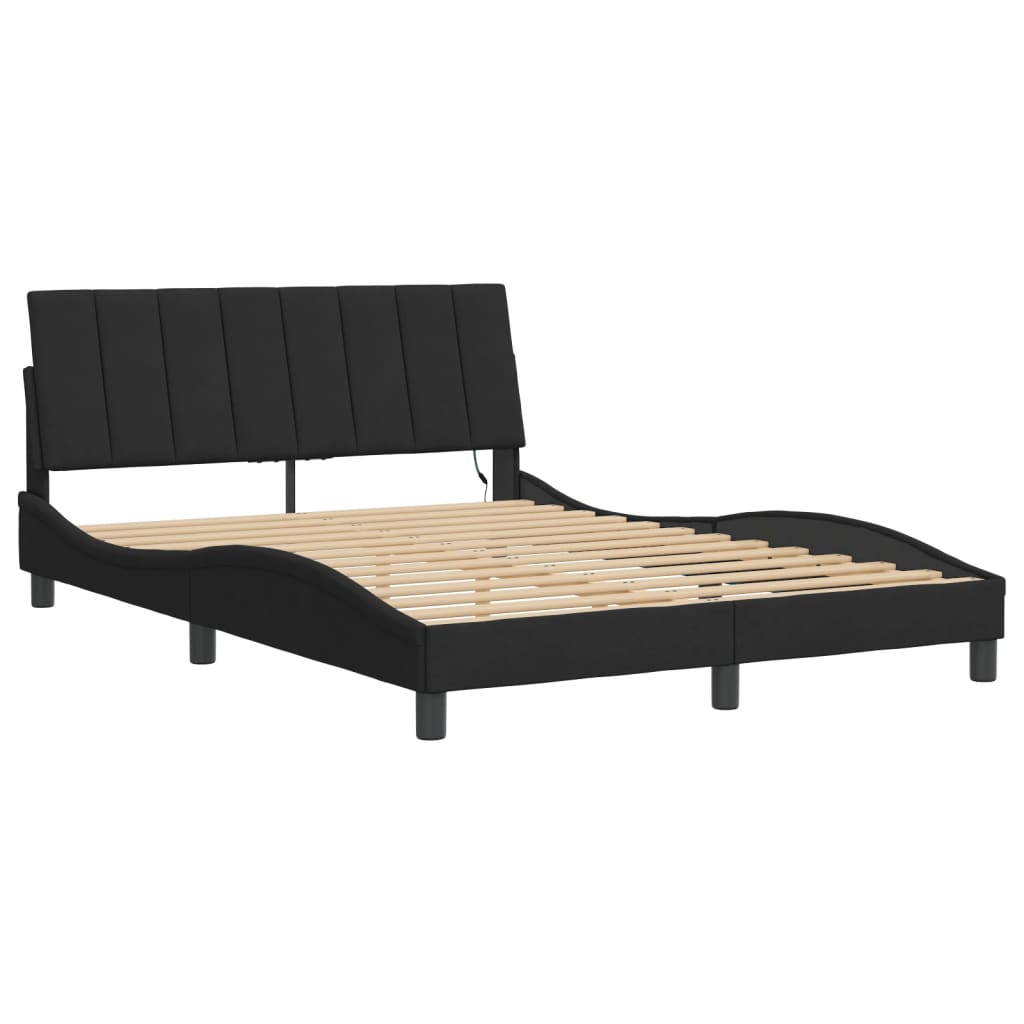 Bed Frame with LED without Mattress "Hanko" Black 120x200 cm Velvet