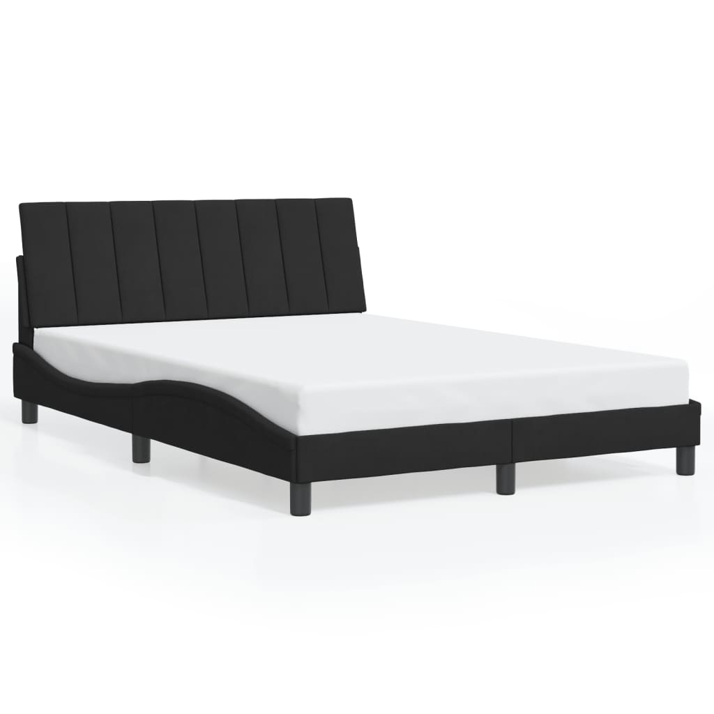 Bed Frame with LED without Mattress "Hanko" Black 120x200 cm Velvet
