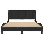 Bed Frame with LED without Mattress "Hanko" Black 120x200 cm Velvet