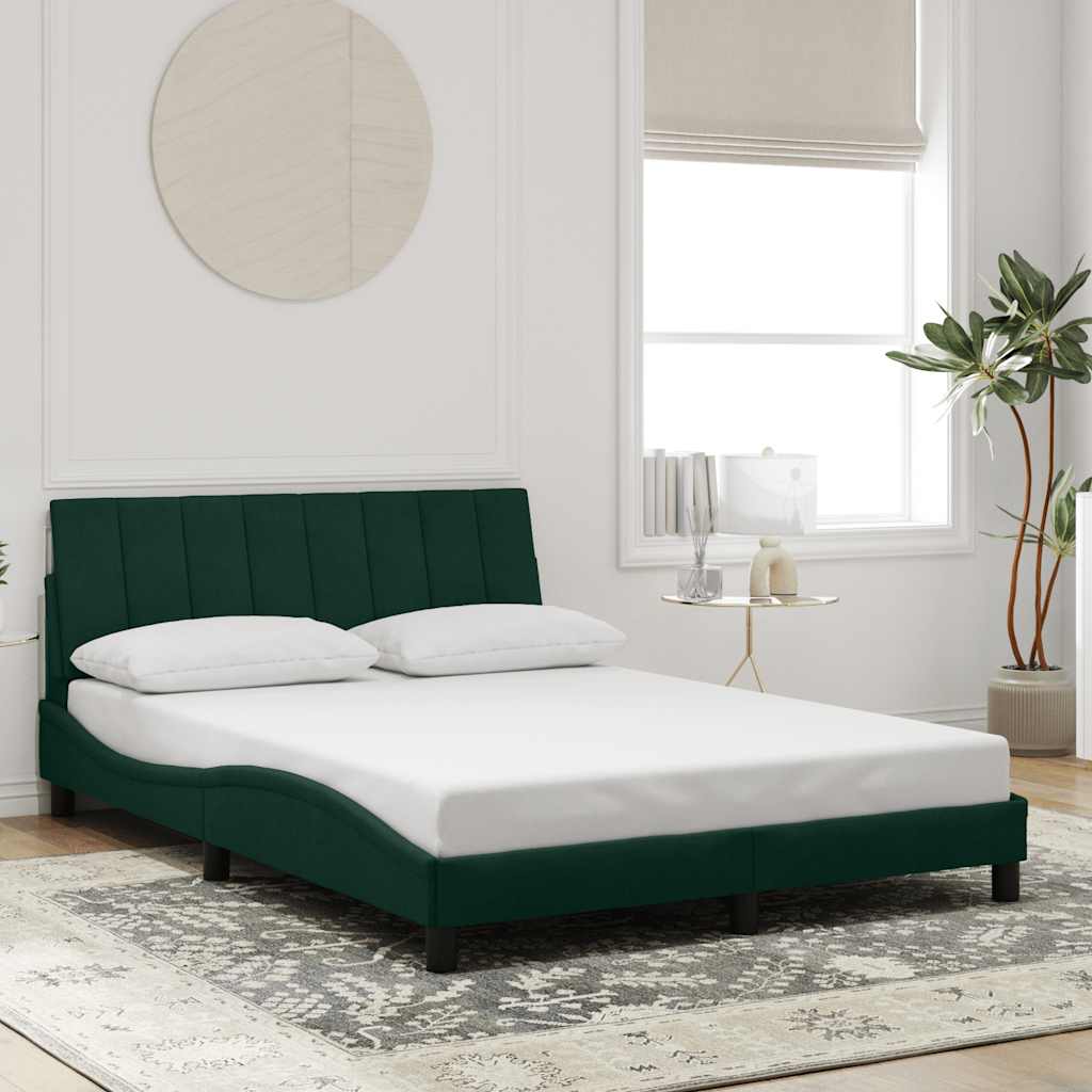 Bed Frame with LED without Mattress "Hanko" Dark Green 120x200 cm Velvet