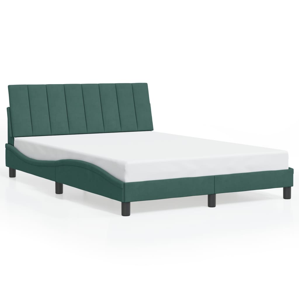 Bed Frame with LED without Mattress "Hanko" Dark Green 120x200 cm Velvet