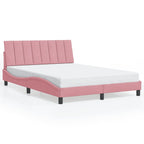 Bed Frame with LED without Mattress "Hanko" Pink 120x200 cm Velvet