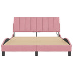 Bed Frame with LED without Mattress "Hanko" Pink 120x200 cm Velvet