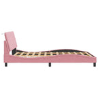 Bed Frame with LED without Mattress "Hanko" Pink 120x200 cm Velvet