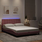 Bed Frame with LED without Mattress "Hanko" Pink 120x200 cm Velvet