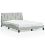 Bed Frame with LED without Mattress "Hanko" Light Grey 140x190 cm Velvet