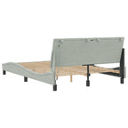 Bed Frame with LED without Mattress "Hanko" Light Grey 140x190 cm Velvet