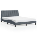 Bed Frame with LED without Mattress "Hanko" Dark Grey 140x190 cm Velvet