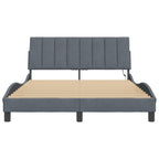 Bed Frame with LED without Mattress "Hanko" Dark Grey 140x190 cm Velvet
