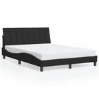 Bed Frame with LED without Mattress "Hanko" Black 140x190 cm Velvet