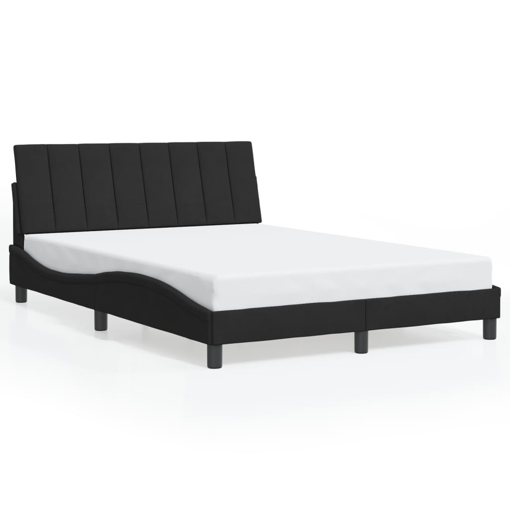 Bed Frame with LED without Mattress "Hanko" Black 140x190 cm Velvet