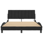 Bed Frame with LED without Mattress "Hanko" Black 140x190 cm Velvet