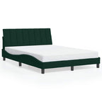 Bed Frame with LED without Mattress "Hanko" Dark Green 140x190 cm Velvet