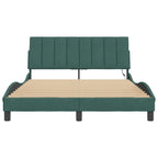 Bed Frame with LED without Mattress "Hanko" Dark Green 140x190 cm Velvet