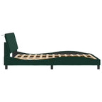 Bed Frame with LED without Mattress "Hanko" Dark Green 140x190 cm Velvet