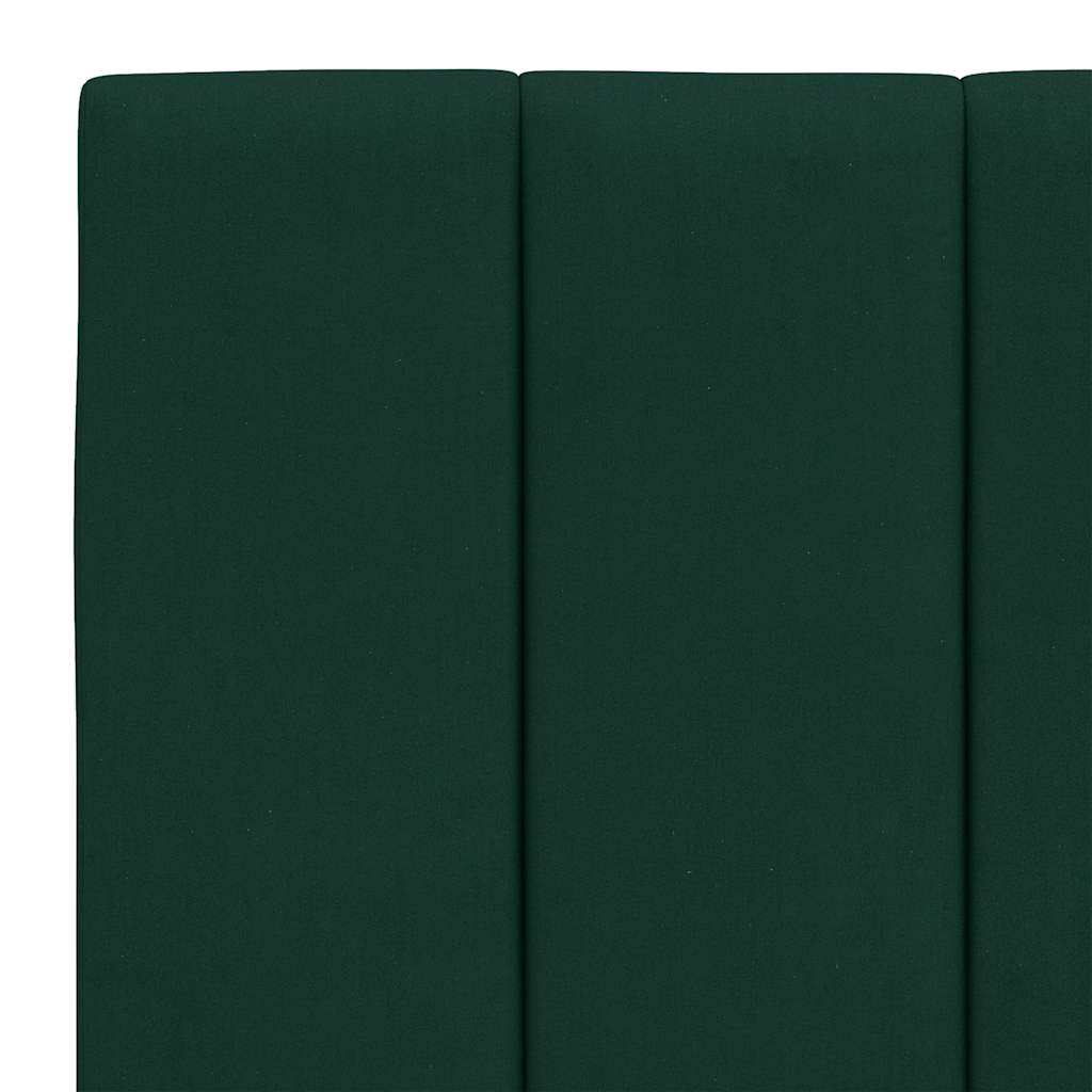 Bed Frame with LED without Mattress "Hanko" Dark Green 140x190 cm Velvet