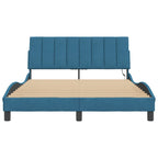 Bed Frame with LED without Mattress "Hanko" Blue 140x190 cm Velvet