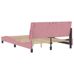 Bed Frame with LED without Mattress "Hanko" Pink 140x190 cm Velvet