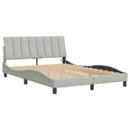 Bed Frame with LED without Mattress "Hanko" Light Grey 140x200 cm Velvet