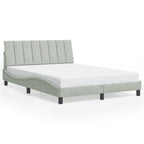 Bed Frame with LED without Mattress "Hanko" Light Grey 140x200 cm Velvet