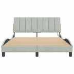 Bed Frame with LED without Mattress "Hanko" Light Grey 140x200 cm Velvet